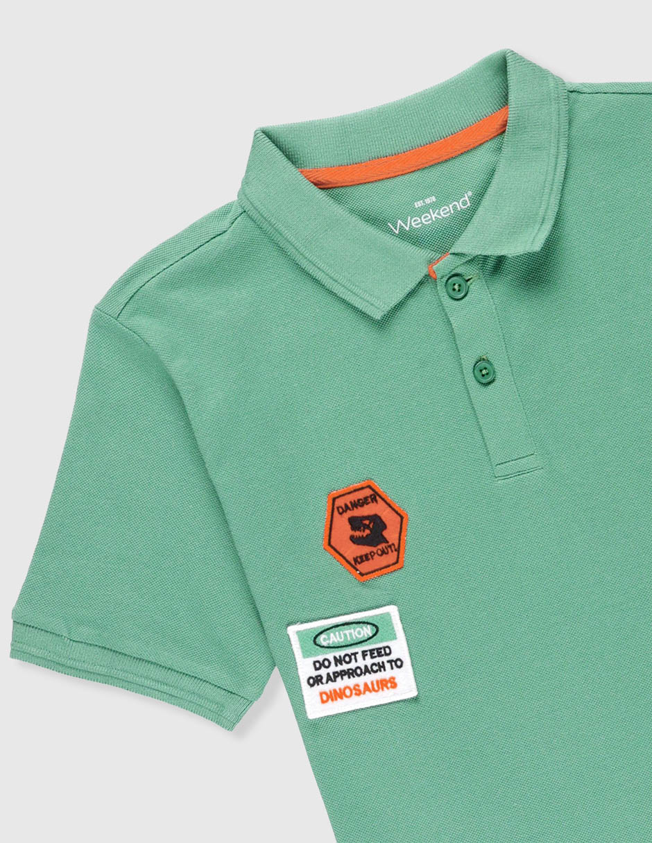 Playera tipo polo de algodón para niño
