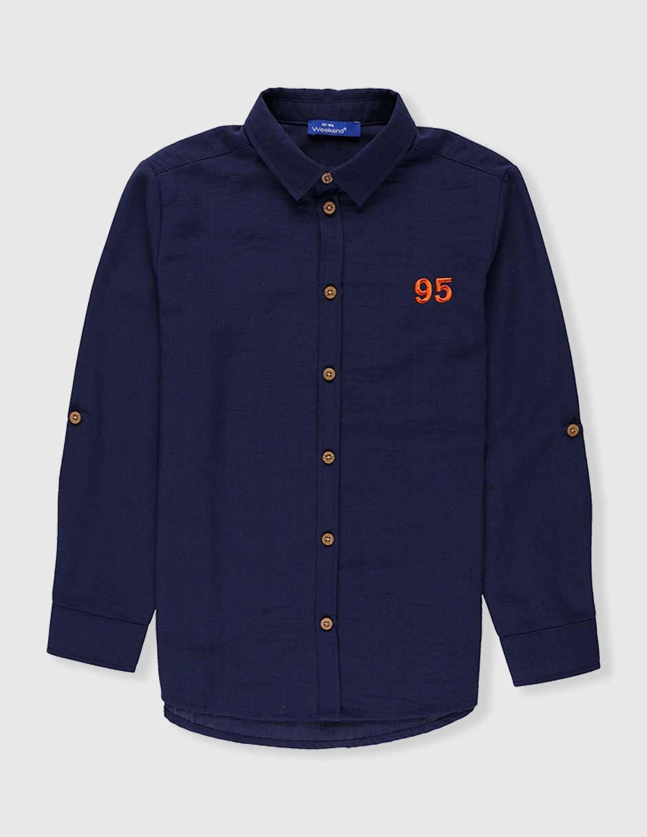 Camisa casual de algodón manga larga para niño Camisa casual de algodón manga larga para niño