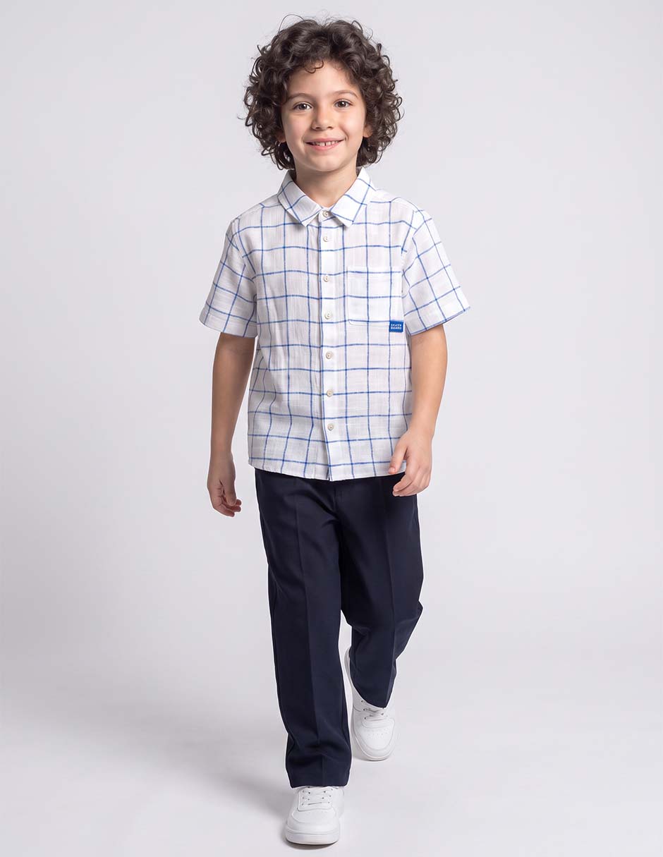 Camisa casual de algodón manga corta para niño Camisa casual de algodón manga corta para niño