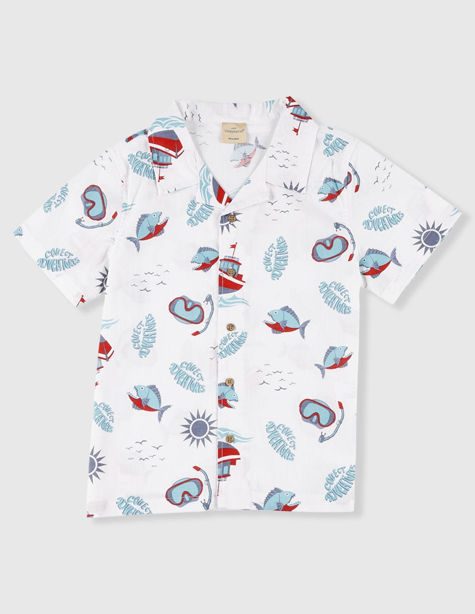 Camisa Casual Manga Corta Para Niño
