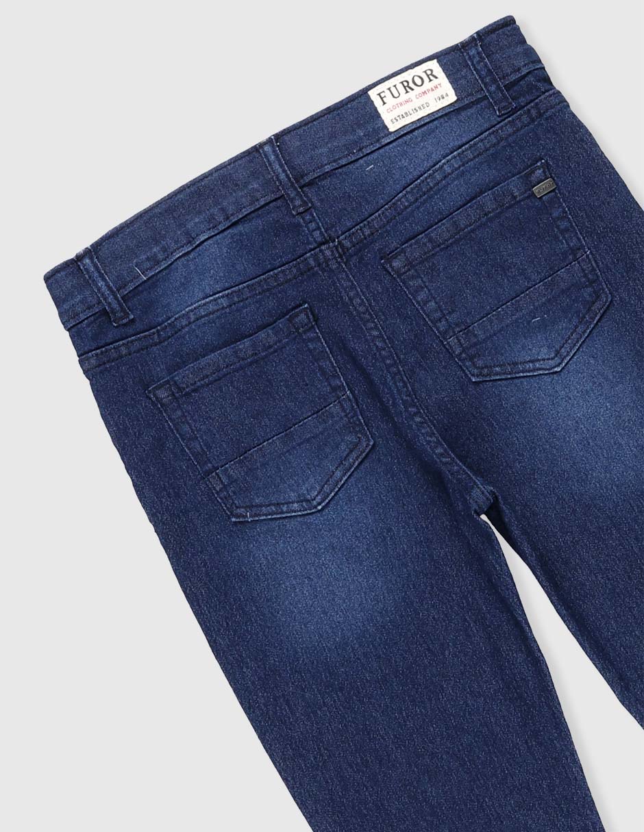 Jeans slim lavado medio para niño 16