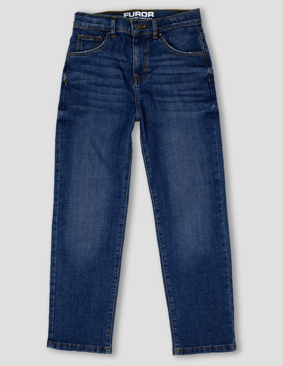 Jeans straight furor lavado obscuro para niño
