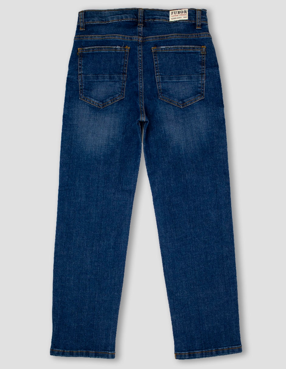 Jeans straight furor lavado obscuro para niño