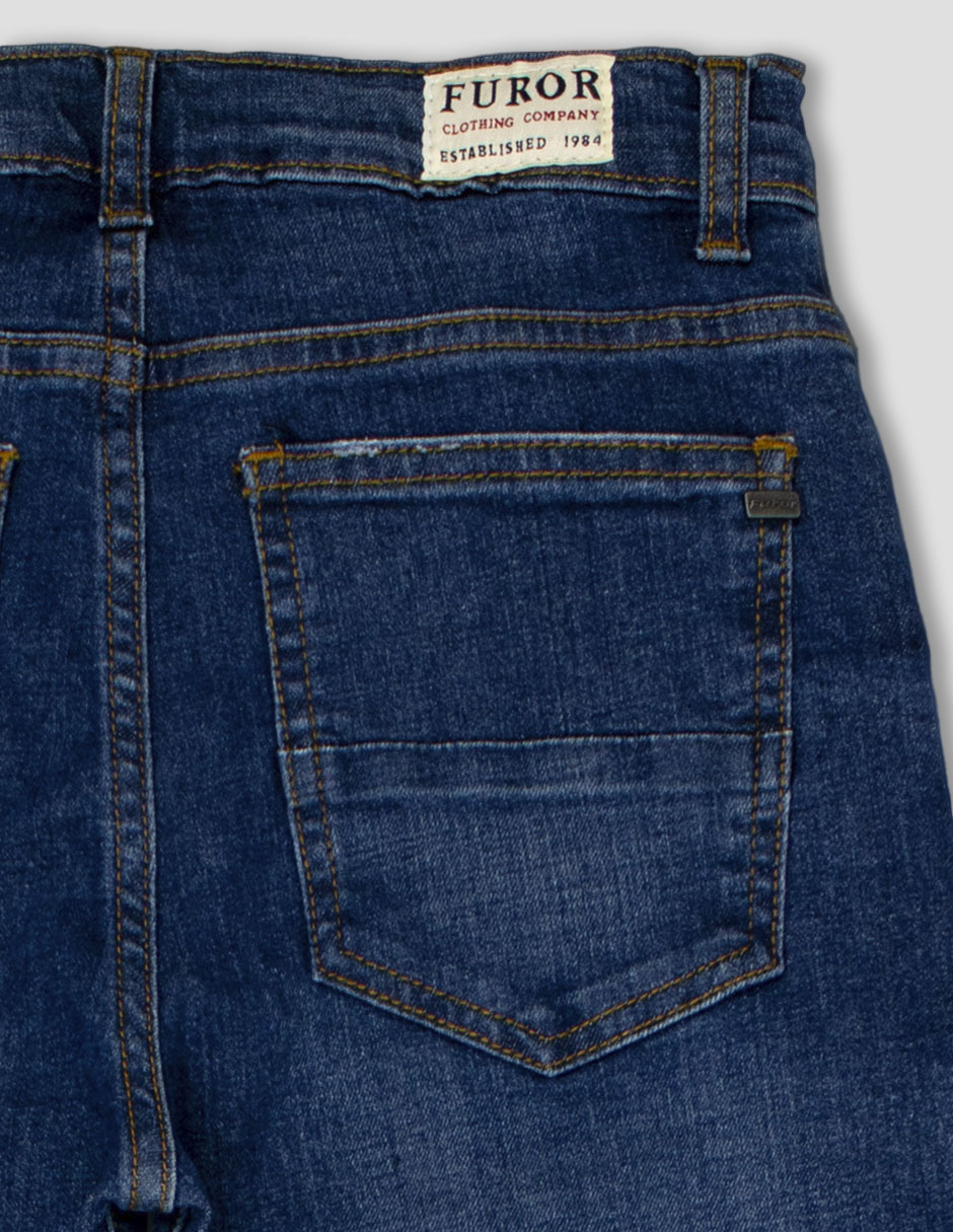 Jeans straight furor lavado obscuro para niño