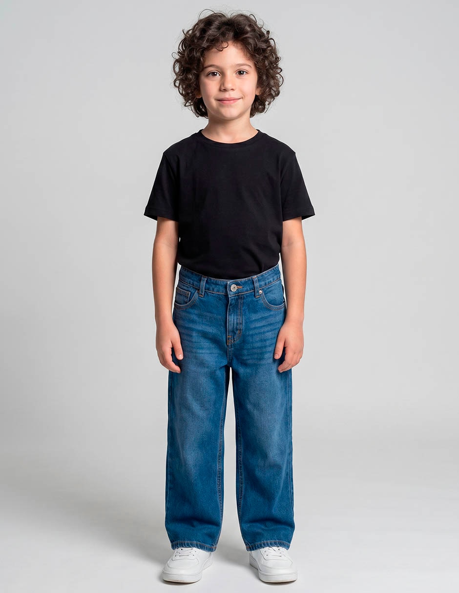 Jeans amplio lavado claro para niña Jeans amplio lavado claro para niña