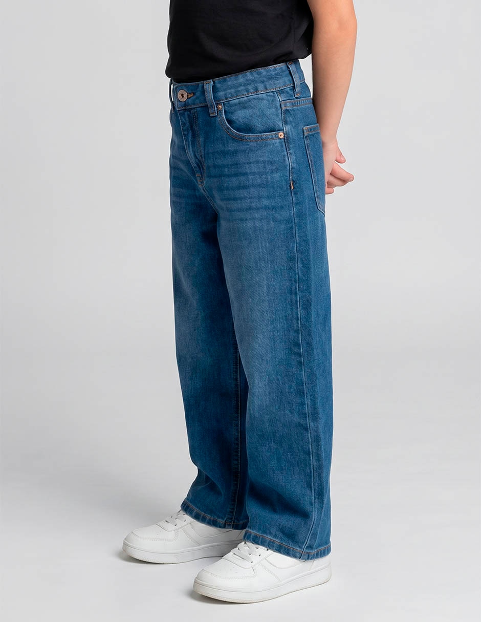 Jeans amplio lavado claro para niña 3
