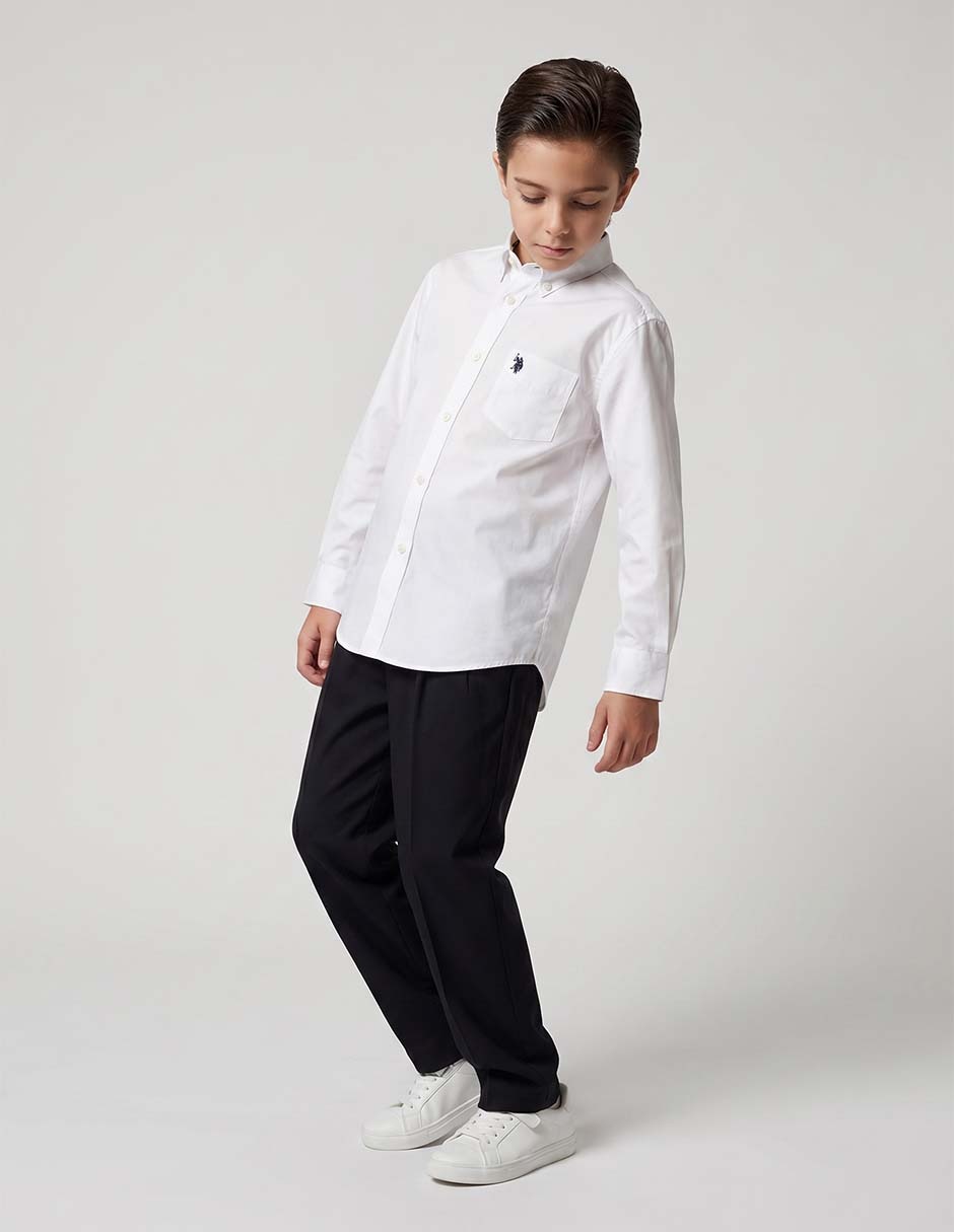 Camisa casual us polo de algodón manga larga para niño