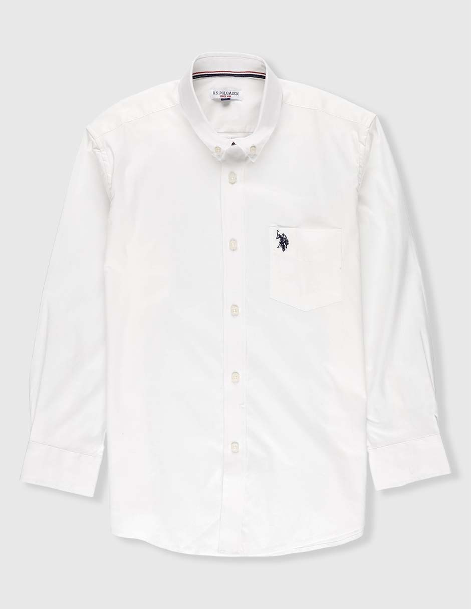 Camisa casual us polo de algodón manga larga para niño