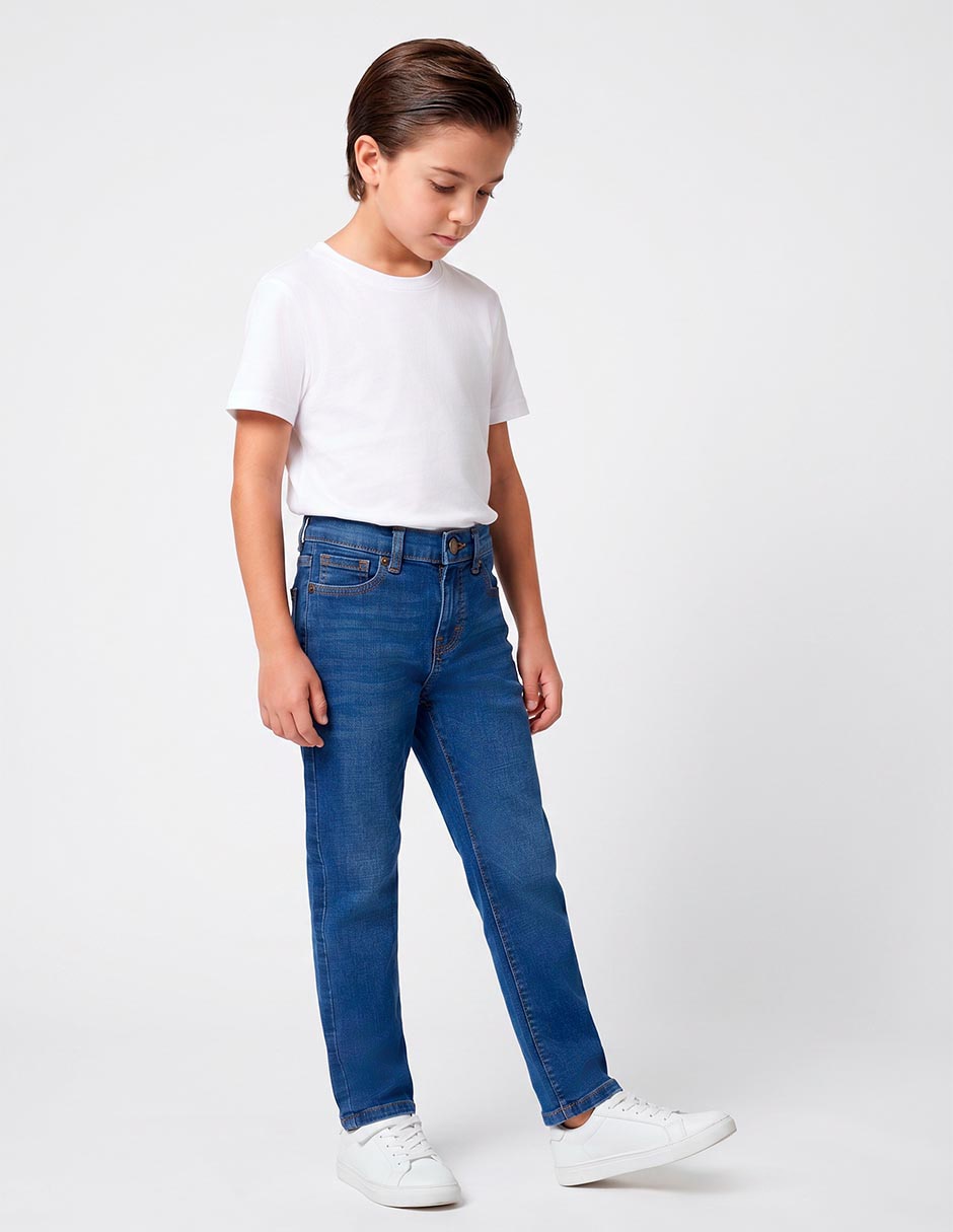 Jeans straight lavado medio para niño Jeans straight lavado medio para niño