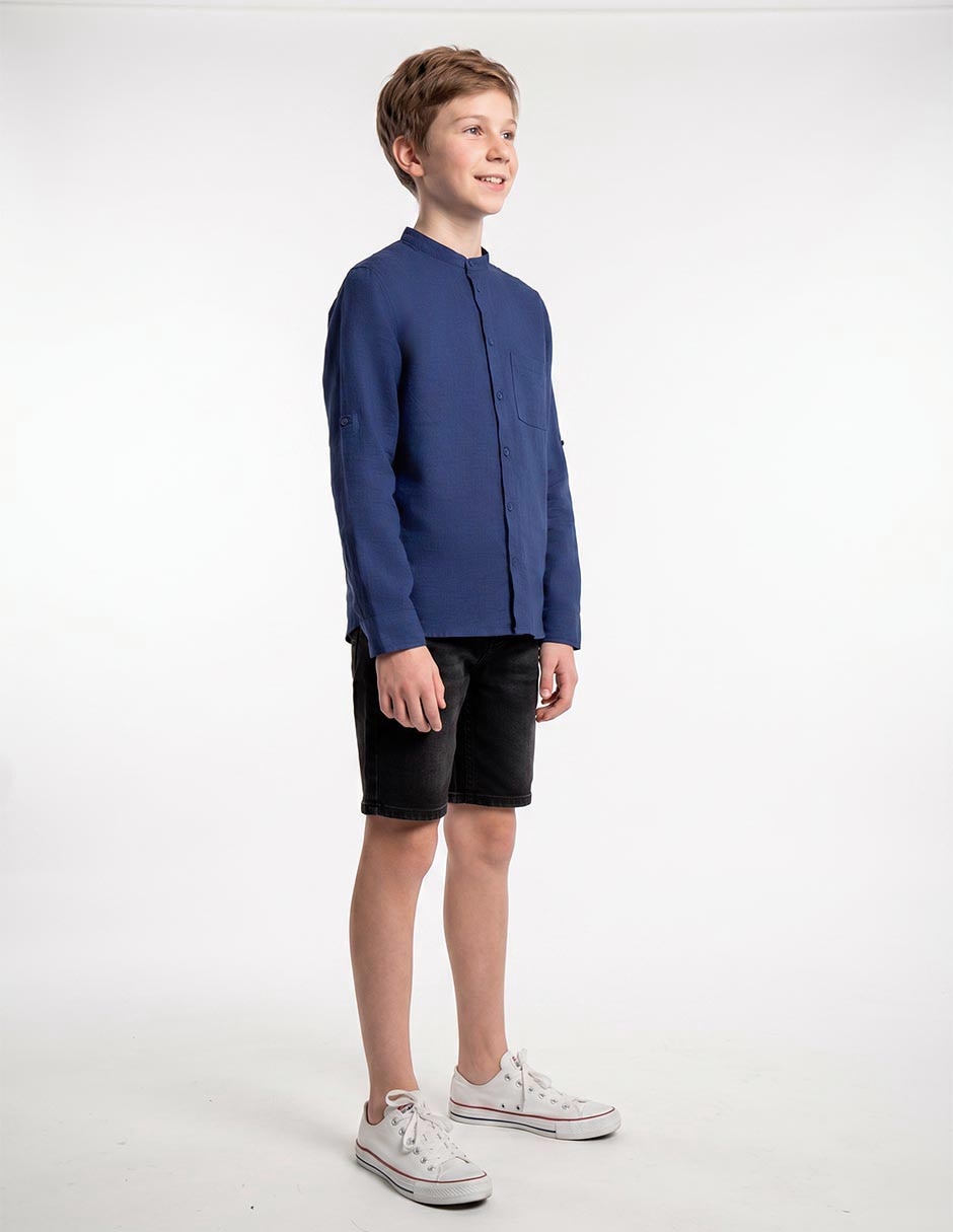Camisa casual de algodón manga larga para niño Camisa casual de algodón manga larga para niño