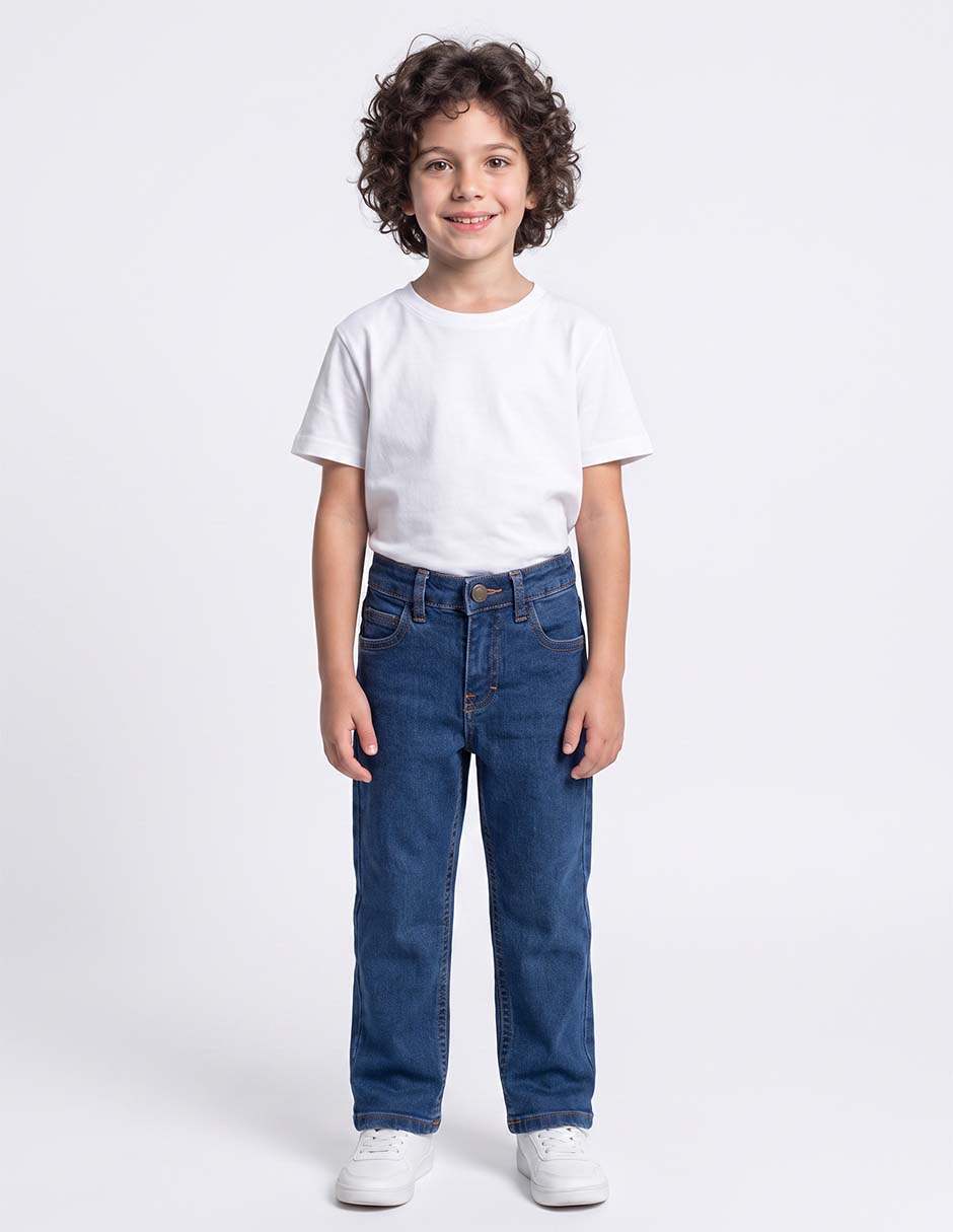 Jeans recto lavado medio para niño Jeans recto lavado medio para niño