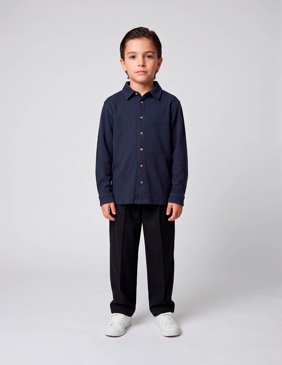 Camisa casual de algodón manga larga para niño